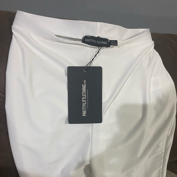 WHITE SLINKY FLARED PANTS- PLT - Picture 5 of 5